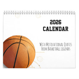 Calendário 2026 Calendar Basketball Motivational Quotes