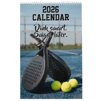 Calendário 2026 Calendar Pickleball Funny Quotes Dink Paddle