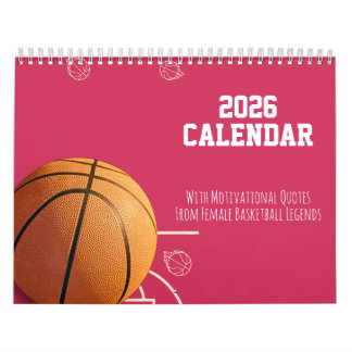 Calendário 2026 Calendar Pink Basketball For Her Teen Girls