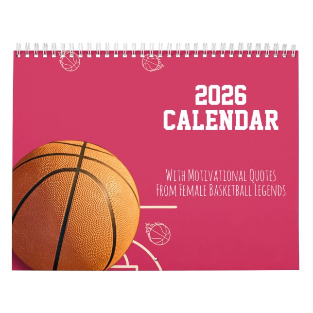 Calendário 2026 Calendar Pink  Basketball For Her Teen Girls (Capa)