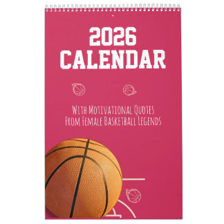 Calendário 2026 Calendar Pink Basketball For Teen Girl Women