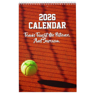 Calendário 2026 Calendar Tennis Funny Motivational Quotes Kid