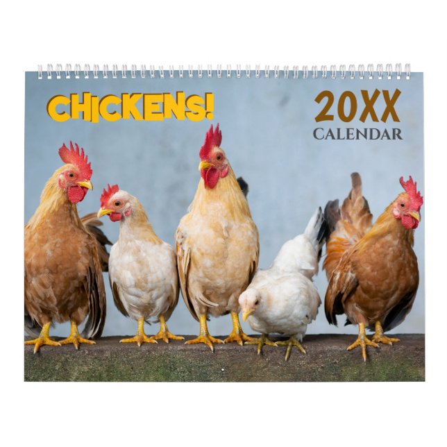 Calendário 2026 Chickens Wall Calendar Cute (Capa)