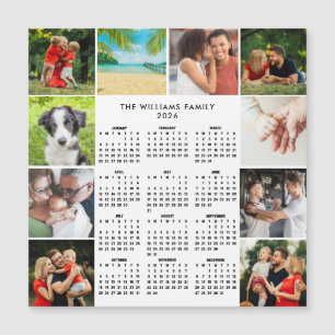 Calendário 2026 Colagem de 10 Fotos Ímã de Família
