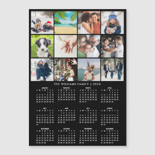 Calendário 2026 com 12 Fotos em Colagem Ímã