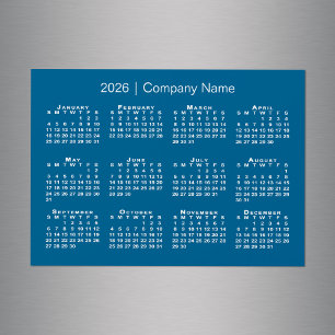 Calendário 2026 com nome da empresa Blue Magnet