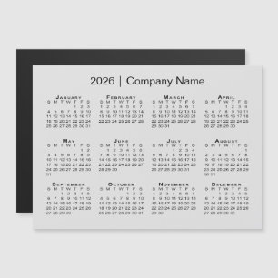 Calendário 2026 com o Magnet da Cinza da Nome da E
