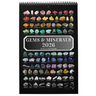 Calendário 2026 Cristais de Gemas e Minerais Pedras Preciosas