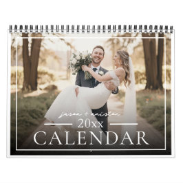Calendário 2026 Custom Wedding Photo Newlywed Chic