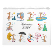 Calendário 2026 de Desenho Animado Cachorrinho Fof