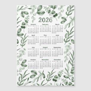 Calendário 2026 do Verde de Aquarela