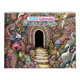 Calendário 2026 Doodle Cavernas Arte Calendário
