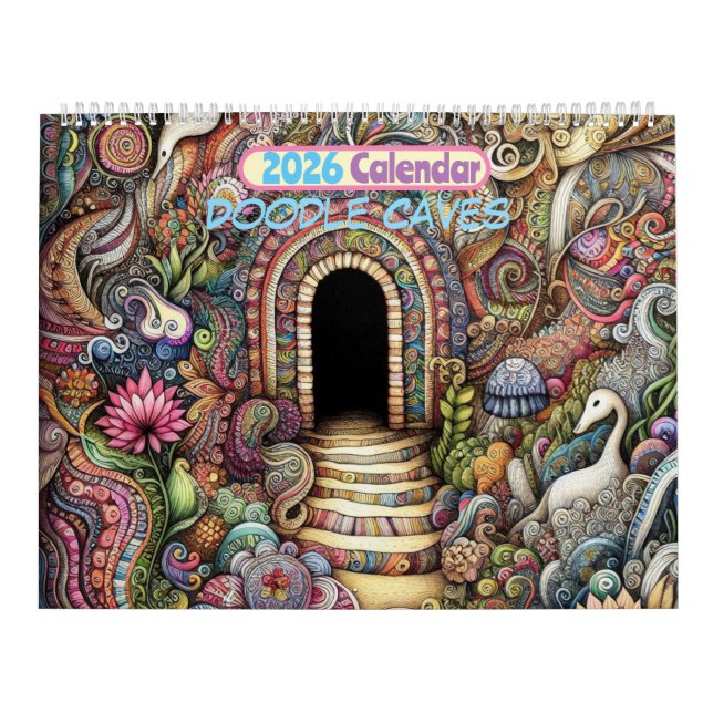 Calendário 2026 Doodle Cavernas Arte Calendário (Capa)