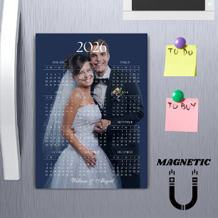 Calendário 2026 Editável Cor Ímã Foto Personalizad