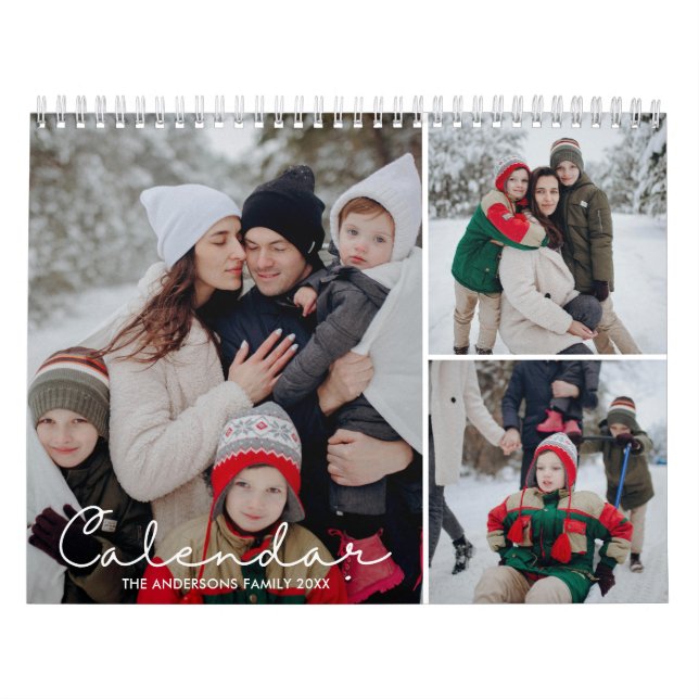 Calendário 2026 Elegant Simple Custom Family Photo Collage (Capa)
