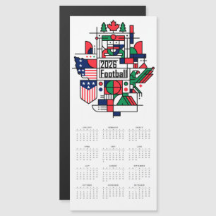 Calendário 2026 EUA, Canadá, México - Cartão Magné