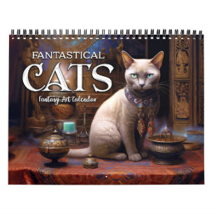 Calendário 2026 Fantastical Cats 3 Fantasia Art Calendar