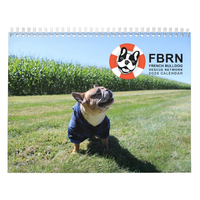 Calendário 2026 FBRN French Bulldog Rescue Network Calendar (Capa)
