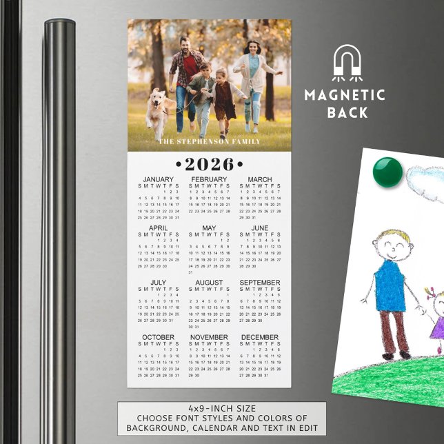 Calendário 2026 Foto Magnético Personalizado (Criador carregado)