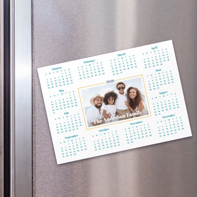 Calendário 2026 Foto Personalizada Ímã de Lembranç (Criador carregado)
