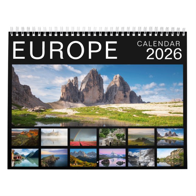 Calendário 2026 Fotografia paisagística europeia - preto (Capa)