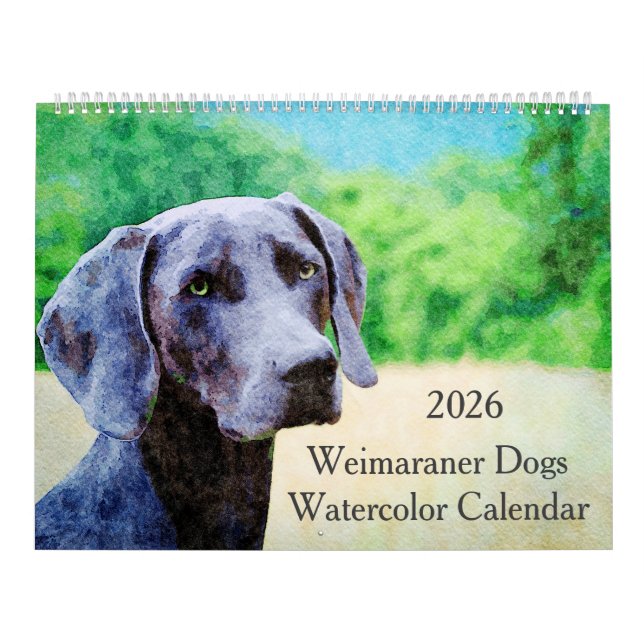 Calendário 2026 Ghostly Weimaraner Dog Owner Lover Gift (Capa)