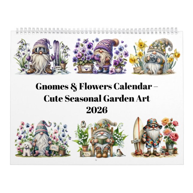 Calendário 2026 Gnomes & Birth Flowers Calendar (Capa)