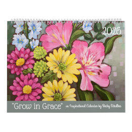 Calendário 2026 Grow in Grace Inspirational Floral Calendar