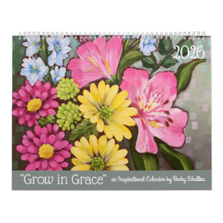 Calendário 2026 Grow in Grace Inspirational Floral Calendar