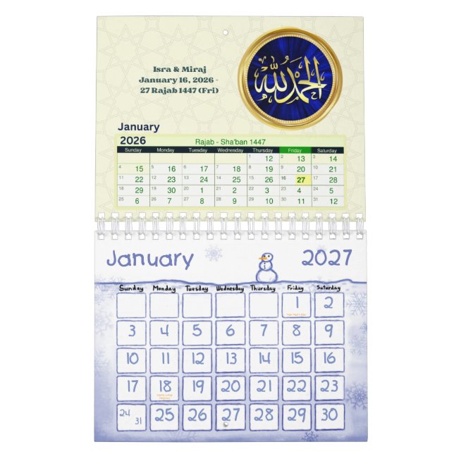 Calendário 2026 Hijri Calendar  Islamic Art & Key Dates  (Jan 2027)