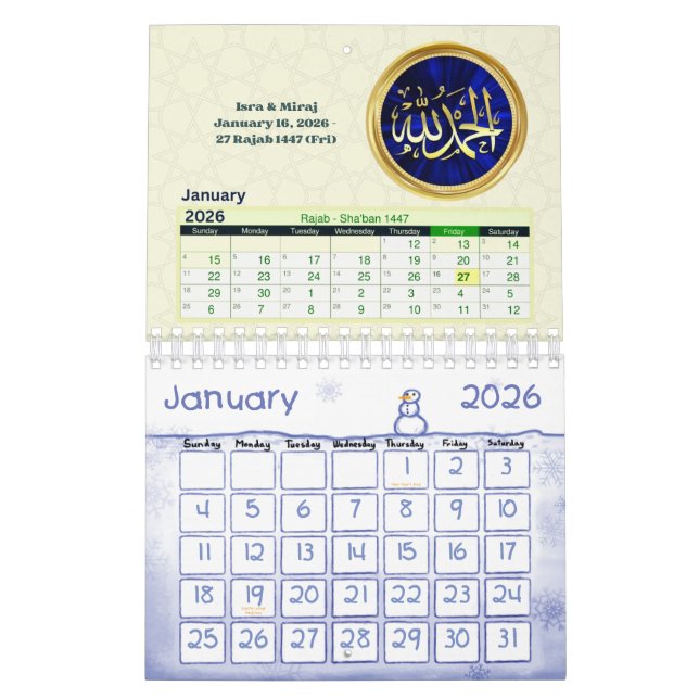 Calendário 2026 Hijri Calendar  Islamic Art & Key Dates  (Jan 2026)