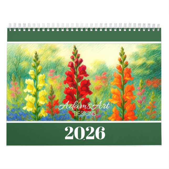 Calendário 2026 Ilustrações Botânicas Coloridas (Capa)