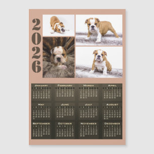 Calendário 2026 Ímã Colagem de 4 Fotos de Cachorro