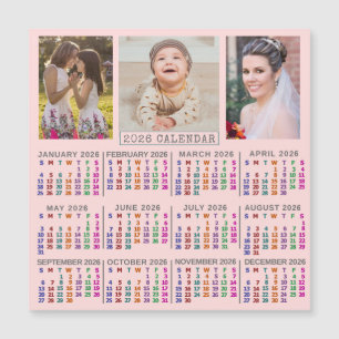 Calendário 2026 Ímã Colagem de Fotos da Família Ro
