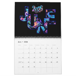 Calendário 2026 Iniciar o ano BRIGHT com este brilho elétrico