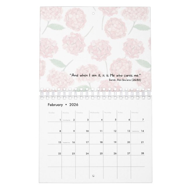 Calendário 2026 Islamic Calendar with Quran Quotes (small) (Fev 2026)