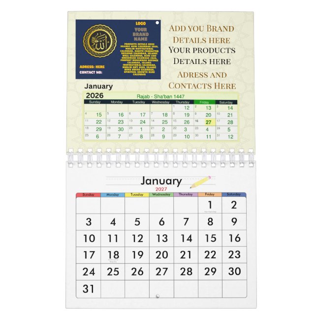 Calendário 2026 Islamic Hijri Calendar | Gregorian + Hijri (Jan 2027)