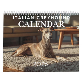 Calendário 2026 Italian Greyhound Wall Calendar