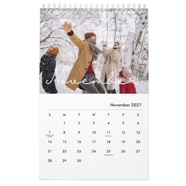 Calendário 2026 Minimalist Script Custom Photo (Nov 2027)