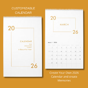 Calendário 2026 Minimalista Moderno Elegante