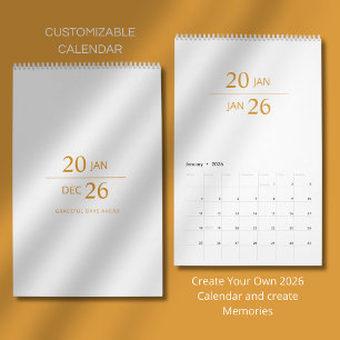 Calendário 2026 Minimalista Moderno Elegante