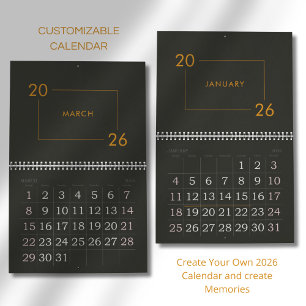 Calendário 2026 Minimalista Moderno Elegante