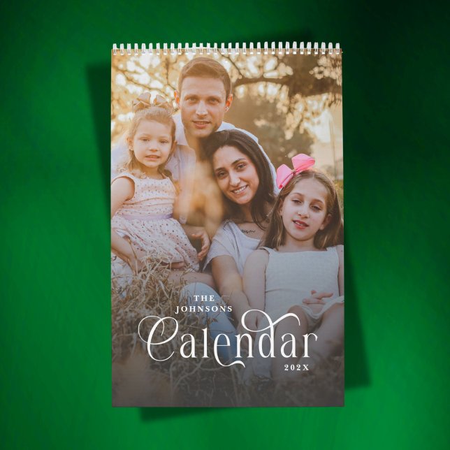 Calendário 2026 Modern Elegant Typography Custom Family Photo (Criador carregado)