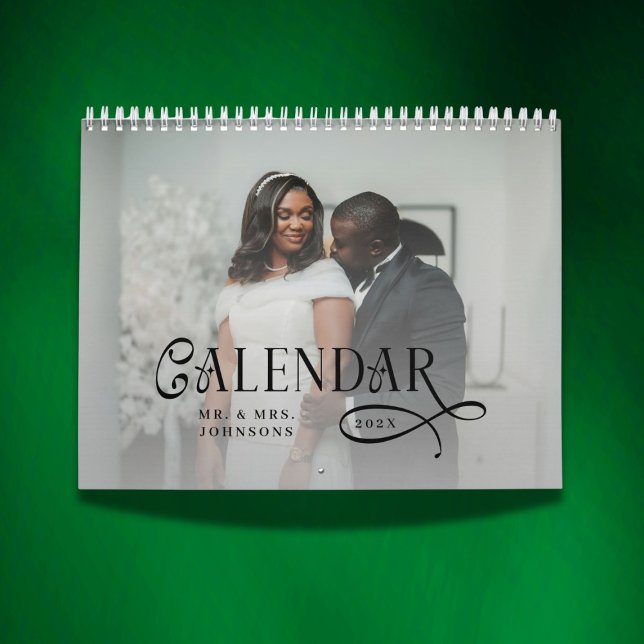 Calendário 2026 Modern Elegant Wedding Photo Newlyweds (Criador carregado)