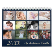2026 Modern Family Photo Calendar – black & gold