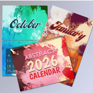 Calendário 2026 moderno abstrato colorido retrô 