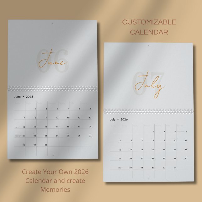 Calendário 2026 Moderno Simples Elegante (Criador carregado)