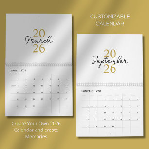 Calendário 2026 Moderno Simples Elegante