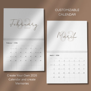 Calendário 2026 Moderno Simples Elegante