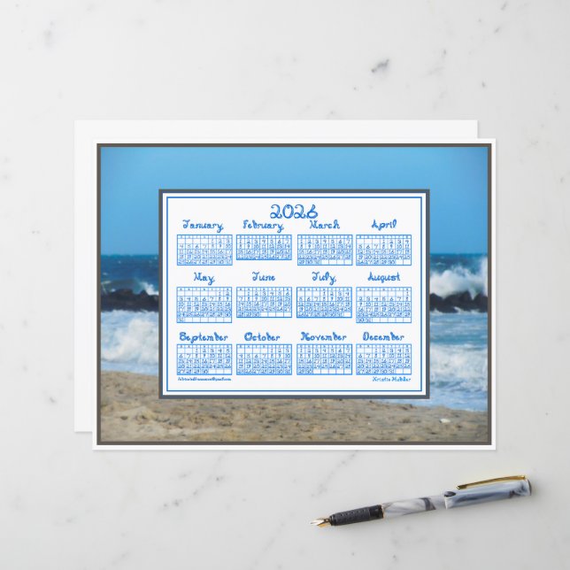 Calendário 2026 Ondas do Oceano Rochas da Praia Te (Frente/Verso In Situ)